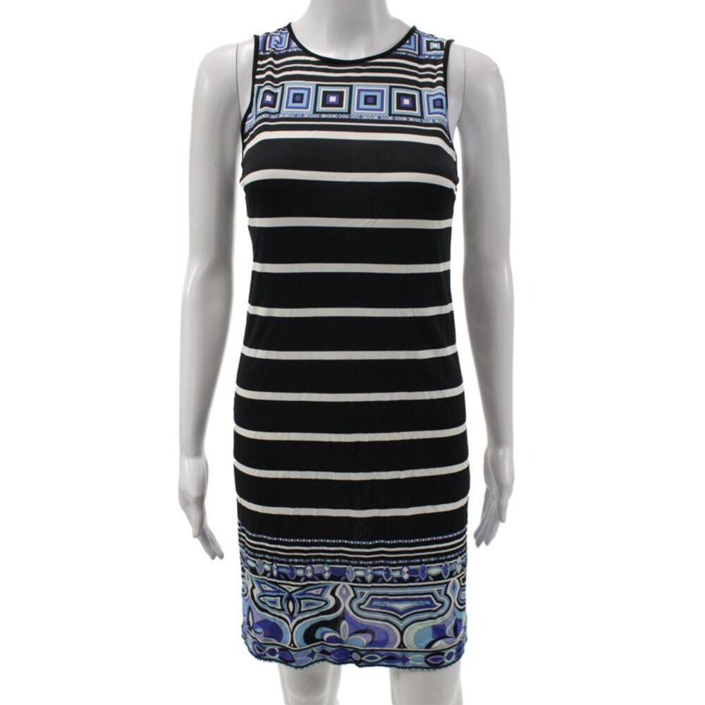 Emilio Pucci Womens Black Bodycon Dress Sleeveless Round Neck Above Knee Size 4